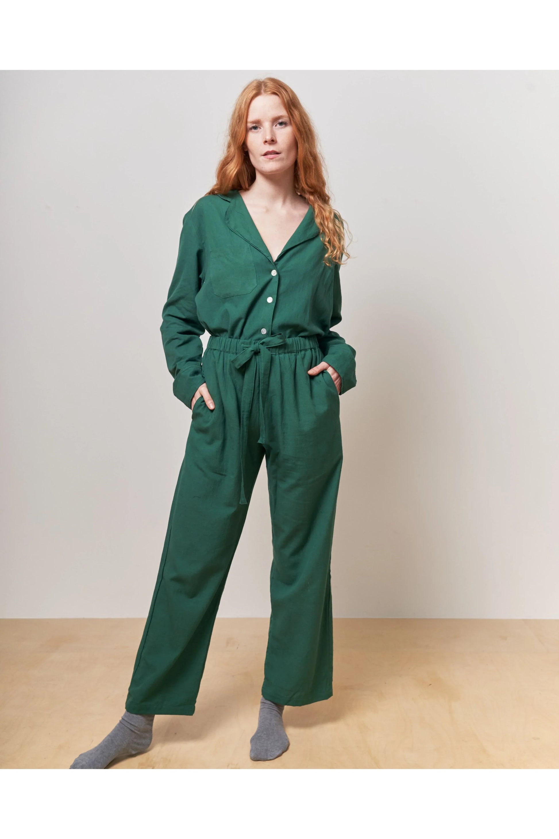 Forest Green Straight Leg Trousers