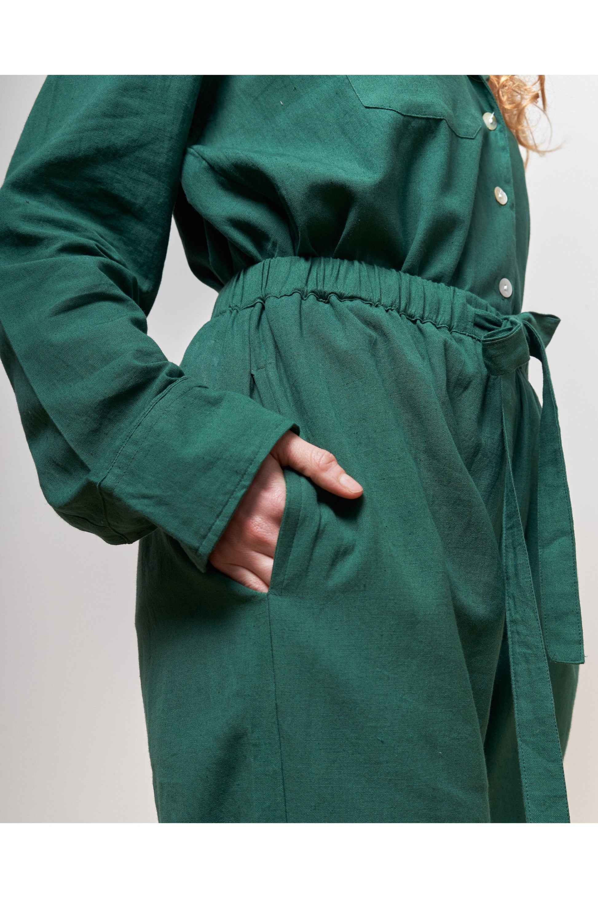 Forest Green Straight Leg Trousers