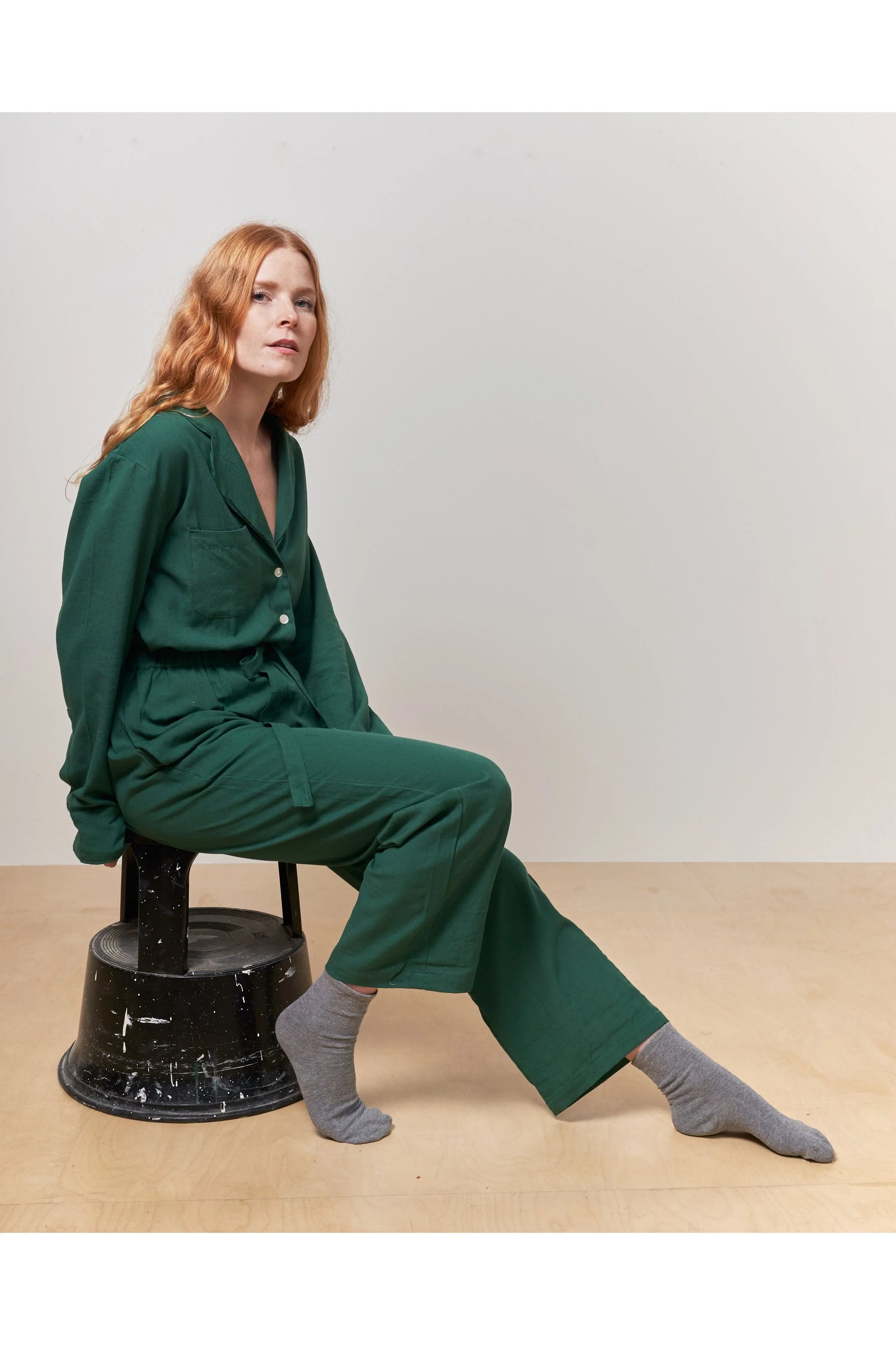 Forest Green Straight Leg Trousers