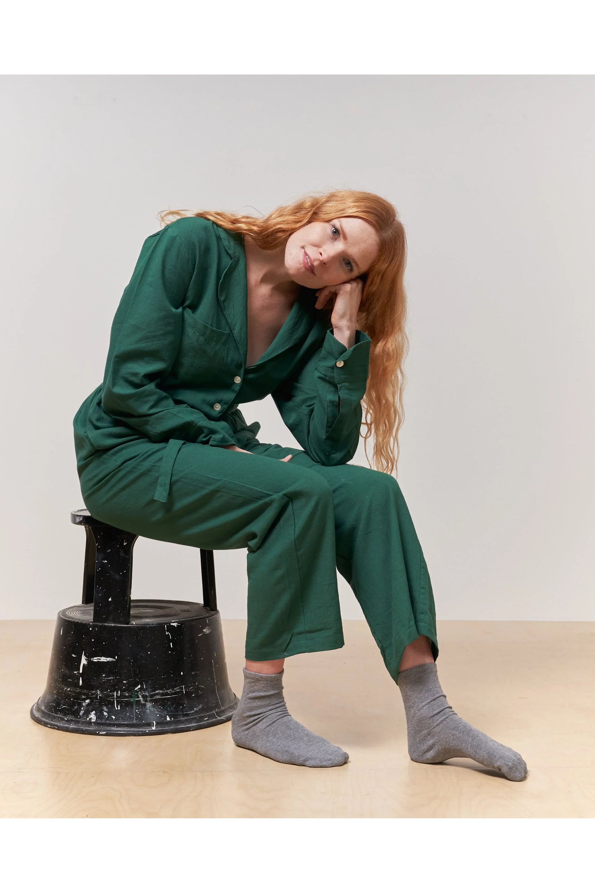 Forest Green Straight Leg Trousers