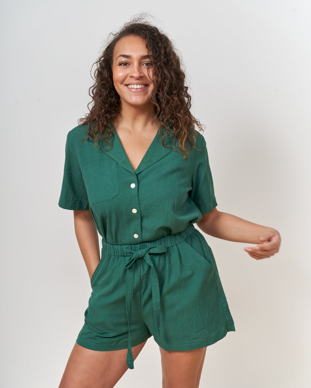 Forest Green Drawstring Shorts