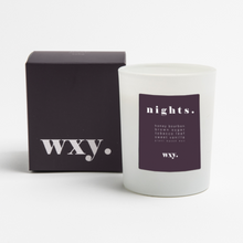 Load image into Gallery viewer, wxy. NIGHTS Bourbon Sugar + Tobacco Leaf 7oz Candle
